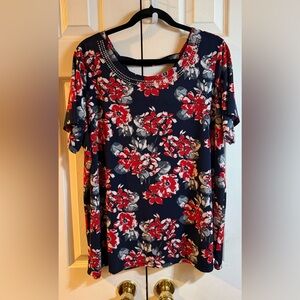 Elegant Floral Women's Short Sleeve Top